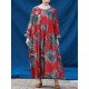 S-5XL Casual Women Leaves Printed Long Maxi Dress