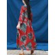 S-5XL Casual Women Leaves Printed Long Maxi Dress