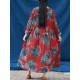 S-5XL Casual Women Leaves Printed Long Maxi Dress