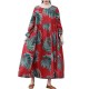 S-5XL Casual Women Leaves Printed Long Maxi Dress