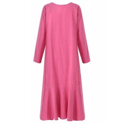 S-5XL Casual Women Lotus Hem Long Maxi Dress