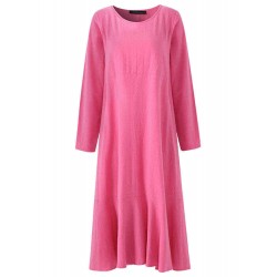 S-5XL Casual Women Lotus Hem Long Maxi Dress