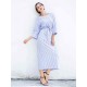 S-5XL Casual Women Stripe Long Maxi Dress with Belt