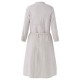 S-5XL Crew Neck Button Front Linen Side Split Shirt Dress