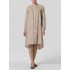 S-5XL Elegant Crew Neck Pleated Long Sleeve Women Dress