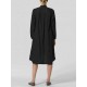 S-5XL Elegant Crew Neck Pleated Long Sleeve Women Dress