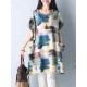 S-5XL Women Casual Dress Loose Boho Round Neck Floral Printed Dress