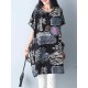 S-5XL Women Casual Dress Loose Boho Round Neck Floral Printed Dress