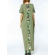 S-5XL Women Casual Long Dress Camouflage Printed Dresses