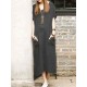 S-5XL Women Casual Solid Color Cotton Linen Maxi Dress with Pockets