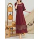 S-5XL Women Hollow Out Dress Pure Color Cotton Line Maxi Dress