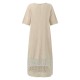 S-5XL Women Hollow Out Dress Pure Color Cotton Line Maxi Dress