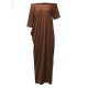 Sexy Women Casual Off Shoulder Pure Color Maxi Long Dresses