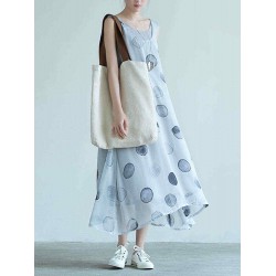 Sleeveless Polka Dot Two-pieces Maxi Dress