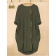 Solid Color Button Irregular Casual Dress with Pockets