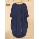 Solid Color Button Irregular Casual Dress with Pockets