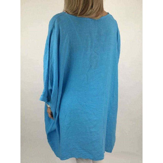 Solid Color Irregular Hem Crew Neck Casual Dress