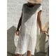 Solid Color Split Hem Casual Plus Size Dress for Women
