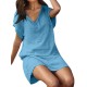 Solid Color V-neck Short Sleeve Dress for Women