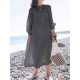 Solid color Holiday Long Sleeve Casual Dress with Button