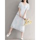 Summer Women Traditional Dress Short Sleeve Plate Buckle Pullover Dress