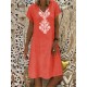 V-neck Bohemian Print Short Sleeve Women Casual Dress