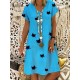 V-neck Women Printed Short Sleeve Casual Dress