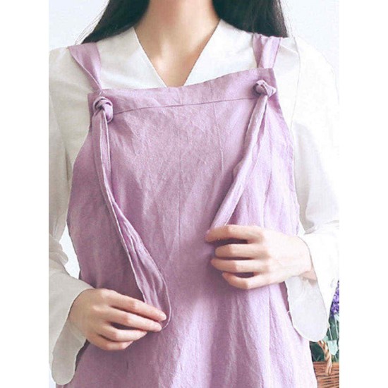 Vintage Cotton Linen Japanese Style Pure Color Aprons Dress with Pockets Vintage Cotton Linen Japanese Style Pure Color Aprons Dress with Pockets