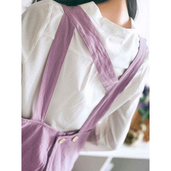 Vintage Cotton Linen Japanese Style Pure Color Aprons Dress with Pockets Vintage Cotton Linen Japanese Style Pure Color Aprons Dress with Pockets