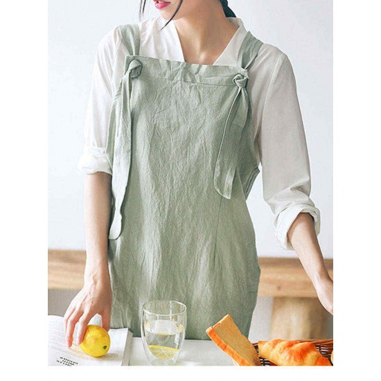 Vintage Cotton Linen Japanese Style Pure Color Aprons Dress with Pockets Vintage Cotton Linen Japanese Style Pure Color Aprons Dress with Pockets