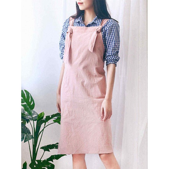 Vintage Cotton Linen Japanese Style Pure Color Aprons Dress with Pockets Vintage Cotton Linen Japanese Style Pure Color Aprons Dress with Pockets