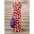 Vintage Floral Print V-neck Short Sleeve Women Maxi Dress