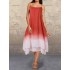 Vintage Gradient Color Pockets Straps High Low Plus Size Maxi Dress