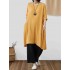 Vintage Loose Solid Color Pocket High Low Plus Size Dress
