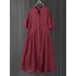 Vintage Plaid Button Short Sleeve Loose Plus Size Dress with Pockets