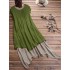 Vintage Pleated Patchwork Irregular Hem Plus Size Dress with Pockets