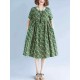 Vintage Short Sleeve Elastic Waist Floral Dress Vintage Short Sleeve Elastic Waist Floral Dress