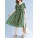 Vintage Short Sleeve Elastic Waist Floral Dress Vintage Short Sleeve Elastic Waist Floral Dress