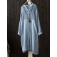 Vintage Solid Color Button Down Band Collar Shirt Dress