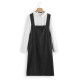 Vintage Solid Color Cross Back Pockets Plus Size Dress