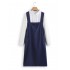 Vintage Solid Color Cross Back Pockets Plus Size Dress
