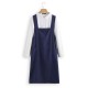 Vintage Solid Color Cross Back Pockets Plus Size Dress
