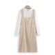 Vintage Solid Color Cross Back Pockets Plus Size Dress