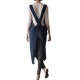 Vintage Solid Color Cross Back Pockets Plus Size Dress