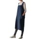 Vintage Solid Color Cross Back Pockets Plus Size Dress