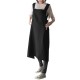 Vintage Solid Color Cross Back Pockets Plus Size Dress