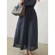 Vintage Solid Color Drawstring Loose Dress