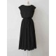 Vintage Solid Color Drawstring Loose Dress