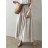 Vintage Solid Color Drawstring Loose Dress