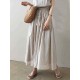 Vintage Solid Color Drawstring Loose Dress